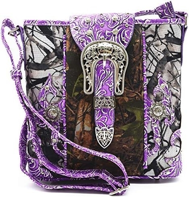 Camuflagem Rhinestone Cross Pistola Buckle Western Crossbody Bolsas de mão Cowgirl Country Bolsa estofada Mulheres Single Shoulder