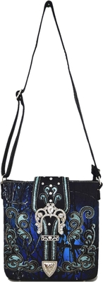 Camuflagem Rhinestone Cross Pistola Buckle Western Crossbody Bolsas de mão Cowgirl Country Bolsa estofada Mulheres Single Shoulder