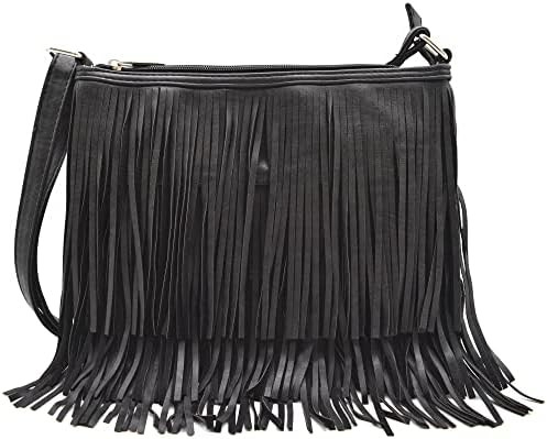 Moda western cowgirl estilo de couro franja crossbody bolsas de mão mulheres bolsa país todos os dias bolsa de ombro