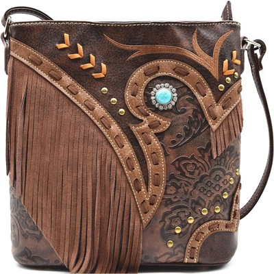 Moda western cowgirl estilo de couro franja crossbody bolsas de mão mulheres bolsa país todos os dias bolsa de ombro