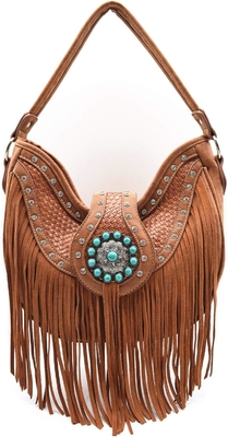 Fresas em estilo ocidental Conchos GEM RHINESTONE STUDED PURPLE COUNTRY LADER PURSE bolsa de mão MUJERES bolsa de ombro carteira