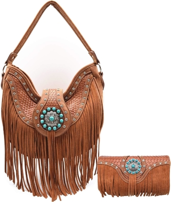 Fresas em estilo ocidental Conchos GEM RHINESTONE STUDED PURPLE COUNTRY LADER PURSE bolsa de mão MUJERES bolsa de ombro carteira