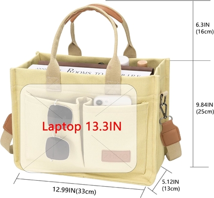 Sacos de mão para mulheres com bolsos, portátil, bolsas para todo o corpo, tudo, todos os dias, sacos de mão para trabalho, ginásio de praia.