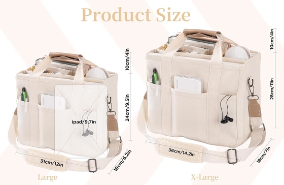 Saco de Tote de lona com bolsos múltiplos Saco de Tote Crossbody para mulheres Saco de mão de ombro moderno Tudo Saco de Tote com Compart