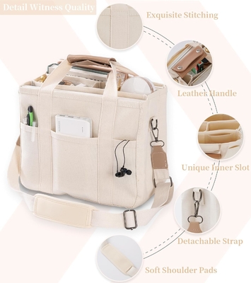 Saco de Tote de lona com bolsos múltiplos Saco de Tote Crossbody para mulheres Saco de mão de ombro moderno Tudo Saco de Tote com Compart