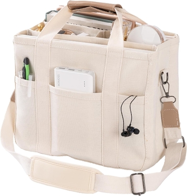 Saco de Tote de lona com bolsos múltiplos Saco de Tote Crossbody para mulheres Saco de mão de ombro moderno Tudo Saco de Tote com Compart