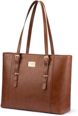 Lovevook laptop bag para mulheres, bolsa de computador de couro estruturado, carteira de trabalho profissional, escolha de professores/advogados,