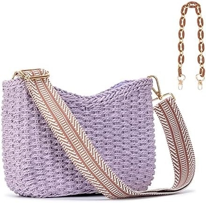 Herald Pequeno Bolso de palha feito à mão Bolso para mulheres, bolso de verão, bolso de mão, bolso de ombro com cadeia