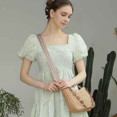 Herald Pequeno Bolso de palha feito à mão Bolso para mulheres, bolso de verão, bolso de mão, bolso de ombro com cadeia