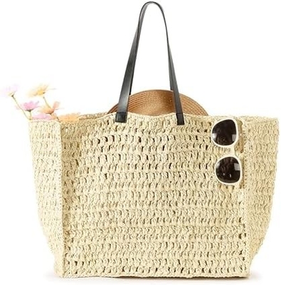 HERALD GRANDE BOLSA de palha feita à mão TOTE BOLSA DE MANUAL PARA MUJERES, VERÃO PRAIAJAS TECAÇÃO BOLSA DE OLHO TECADA CHIC Bolsas de viagem