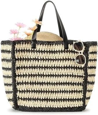 HERALD GRANDE BOLSA de palha feita à mão TOTE BOLSA DE MANUAL PARA MUJERES, VERÃO PRAIAJAS TECAÇÃO BOLSA DE OLHO TECADA CHIC Bolsas de viagem