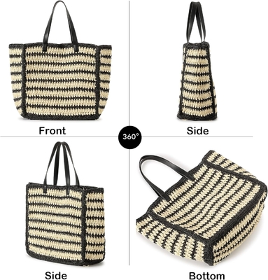 HERALD GRANDE BOLSA de palha feita à mão TOTE BOLSA DE MANUAL PARA MUJERES, VERÃO PRAIAJAS TECAÇÃO BOLSA DE OLHO TECADA CHIC Bolsas de viagem