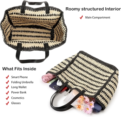 HERALD GRANDE BOLSA de palha feita à mão TOTE BOLSA DE MANUAL PARA MUJERES, VERÃO PRAIAJAS TECAÇÃO BOLSA DE OLHO TECADA CHIC Bolsas de viagem
