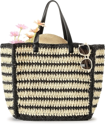 HERALD GRANDE BOLSA de palha feita à mão TOTE BOLSA DE MANUAL PARA MUJERES, VERÃO PRAIAJAS TECAÇÃO BOLSA DE OLHO TECADA CHIC Bolsas de viagem