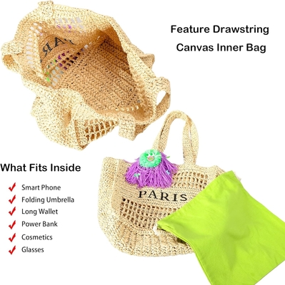 Herald Straw Mesh Beach Tote Bag para Mulheres, Largo Verão Leve Pessoa Pessoa Pessoa Pessoa Pessoa Pessoa Pessoa