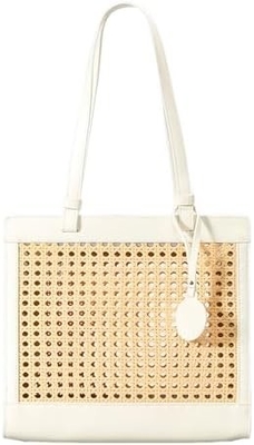 Saco de praia de palha para mulheres de verão de tecido RATTAN TOTE SACO de palha bolsas de palha e bolsas de mão para férias com pingente