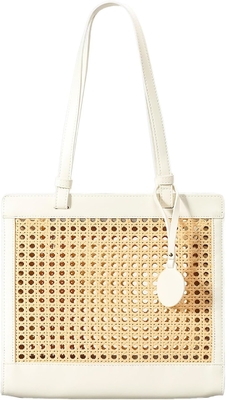 Saco de praia de palha para mulheres de verão de tecido RATTAN TOTE SACO de palha bolsas de palha e bolsas de mão para férias com pingente