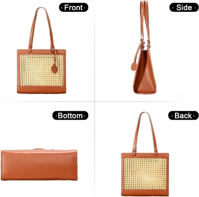 Saco de praia de palha para mulheres de verão de tecido RATTAN TOTE SACO de palha bolsas de palha e bolsas de mão para férias com pingente