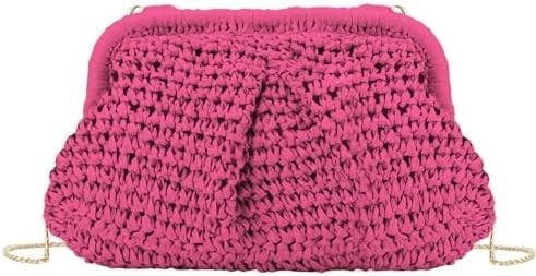 PISCHE CHIC RAFFIA MUJERES PALHA DUMPLING CLUTCH Férias estilizadas de verão crossbody saco RATTAN bolsa