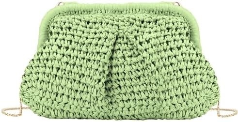 PISCHE CHIC RAFFIA MUJERES PALHA DUMPLING CLUTCH Férias estilizadas de verão crossbody saco RATTAN bolsa