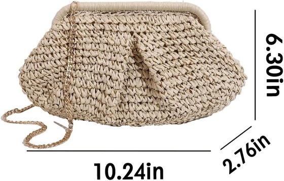 PISCHE CHIC RAFFIA MUJERES PALHA DUMPLING CLUTCH Férias estilizadas de verão crossbody saco RATTAN bolsa