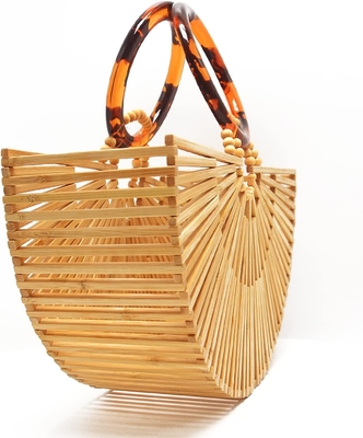 Miuco Mulheres Bolsas de Bambú Bolsas artesanais Tote Bag