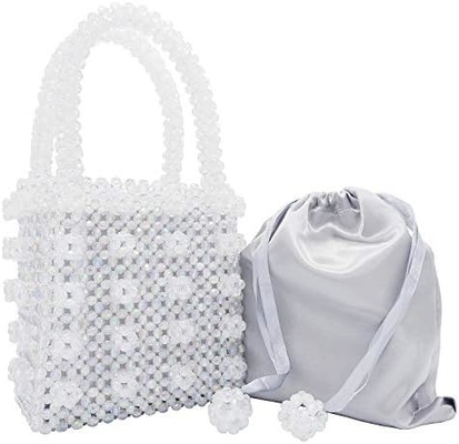 MIUCO MUJERES BOLSAS DE MANOS DE PERAS TECIDAS de cristal de pérola