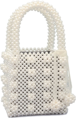 MIUCO MUJERES BOLSAS DE MANOS DE PERAS TECIDAS de cristal de pérola
