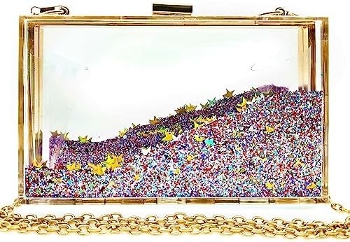 JeVenis Magical Transparente Sequins Embreagem Bolsa à noite Bolsa Para a festa Prom Noiva