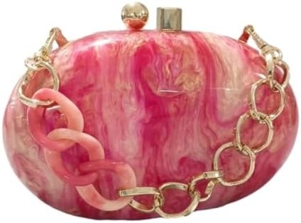 Saco de acrílico de noite para mulheres Saco de forma de concha de ombro Saco crossbody Glitter Saco de mão de bolso de mármore