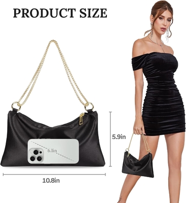 Saco de noite de cetim para mulheres Saco de mão para mulheres Saco de casamento com 2 correntes para festa de cocktail formal