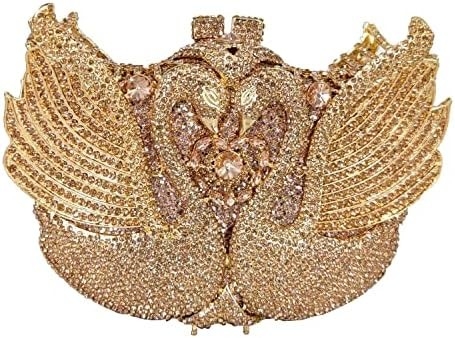 BOUTIQUE DE FGG MUJERES SWAN CLUTCH Cristais Véspera Bolsas Bodas Festa Jantar senhoras Rhinestone MINAUDIERE bolsa