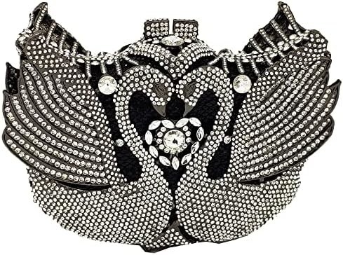 BOUTIQUE DE FGG MUJERES SWAN CLUTCH Cristais Véspera Bolsas Bodas Festa Jantar senhoras Rhinestone MINAUDIERE bolsa