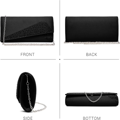 DASEIN UMASAS DE SATINA RINESTONE CLAUTCH BOLSAS DA SERA BRILHO brilhante bolso brilhante bolsa de mão para festa casamento cocktail prom