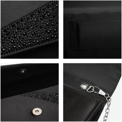 DASEIN UMASAS DE SATINA RINESTONE CLAUTCH BOLSAS DA SERA BRILHO brilhante bolso brilhante bolsa de mão para festa casamento cocktail prom