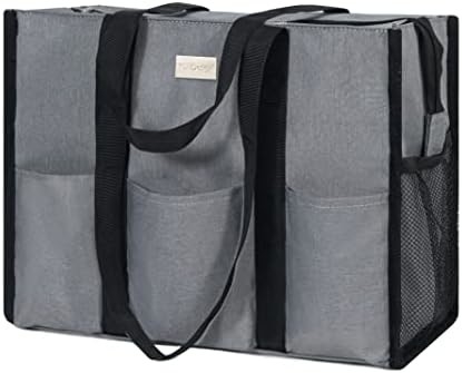 TOPDESIGN UTILITY WATER RESISTENT TOTE BAG com 13 bolsos externos e internos, fecho de fecho superior e suporte de fundo espesso