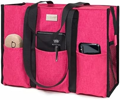 TOPDESIGN UTILITY WATER RESISTENT TOTE BAG com 13 bolsos externos e internos, fecho de fecho superior e suporte de fundo espesso
