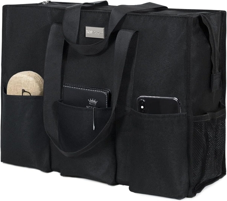 TOPDESIGN UTILITY WATER RESISTENT TOTE BAG com 13 bolsos externos e internos, fecho de fecho superior e suporte de fundo espesso