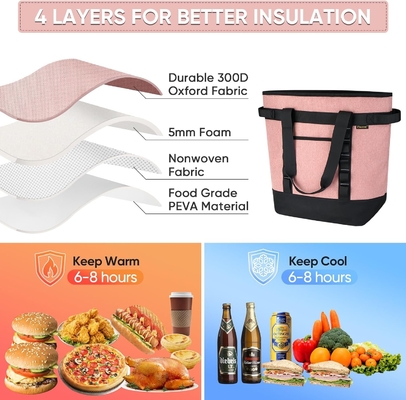 BALINE LARGE 36-CAN COOLER BAGS ISOLADO, PEVA SOFT COOLER TOTE BAG, BAGAS de mercearia isoladas com cima fechada