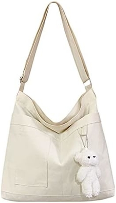 Marca: Kehpish Saco Tote Econômico de Algodão, Saco de Mulheres Hobo Shoulder Bag Crossbody Saco de Mão com 3 Bolsos Externos
