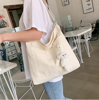 Marca: Kehpish Saco Tote Econômico de Algodão, Saco de Mulheres Hobo Shoulder Bag Crossbody Saco de Mão com 3 Bolsos Externos