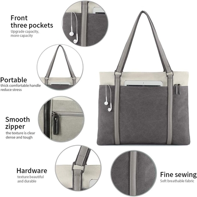 LÁPTOP DE MUJER BOLSA DE TOTE PARA O TRABALHO PESO LIGER CANVAS DE SPLICE 15,6 polegadas bolsa de mão
