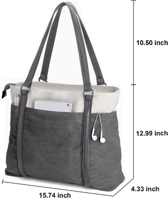 LÁPTOP DE MUJER BOLSA DE TOTE PARA O TRABALHO PESO LIGER CANVAS DE SPLICE 15,6 polegadas bolsa de mão