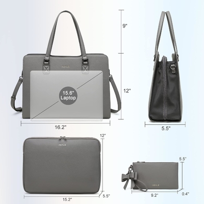 KEYLI 4PC SETS LAPTOP BAGA PARA MUJERES LARGO LATER LAPTOP BRIEFCASE COM USB PORTO DE CARGAMENTO COMPUTADOR OLHO TOTE BAGAS PU