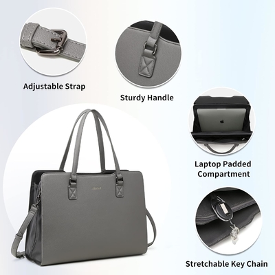 KEYLI 4PC SETS LAPTOP BAGA PARA MUJERES LARGO LATER LAPTOP BRIEFCASE COM USB PORTO DE CARGAMENTO COMPUTADOR OLHO TOTE BAGAS PU