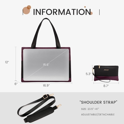 Lovevook LAPTOP BALSA PARA MUJERES 15.6 polegadas LAPTOP TOTE BALSA DE TRABALHO de couro PROFESSIONAL BALSA DE COMPUTADOR impermeável de negócios