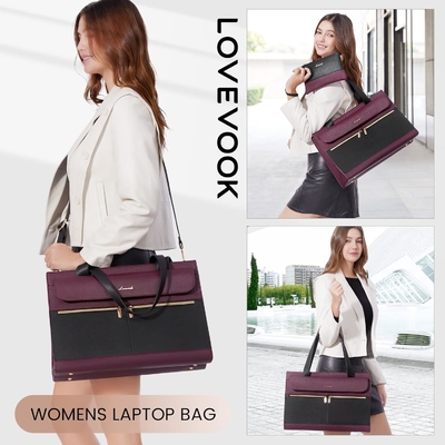 Lovevook LAPTOP BALSA PARA MUJERES 15.6 polegadas LAPTOP TOTE BALSA DE TRABALHO de couro PROFESSIONAL BALSA DE COMPUTADOR impermeável de negócios