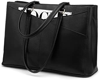Laptop TOTE BAG PARA MULHERES 15,6 polegadas impermeável de couro BAGAS DE COMPUTADOR DE OFFICIAL DE OFFICIAL BREEFCASE preto