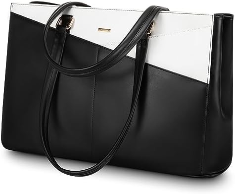 Laptop TOTE BAG PARA MULHERES 15,6 polegadas impermeável de couro BAGAS DE COMPUTADOR DE OFFICIAL DE OFFICIAL BREEFCASE preto