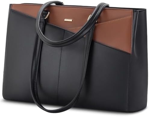 Laptop TOTE BAG PARA MULHERES 15,6 polegadas impermeável de couro BAGAS DE COMPUTADOR DE OFFICIAL DE OFFICIAL BREEFCASE preto